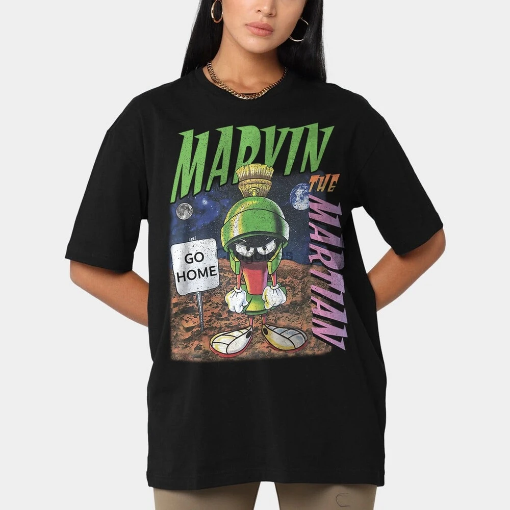 Коллекция 2021 года рубашка Marvin the Martian Go Home Looney Tunes футболка Merrie мелодии | Мужская