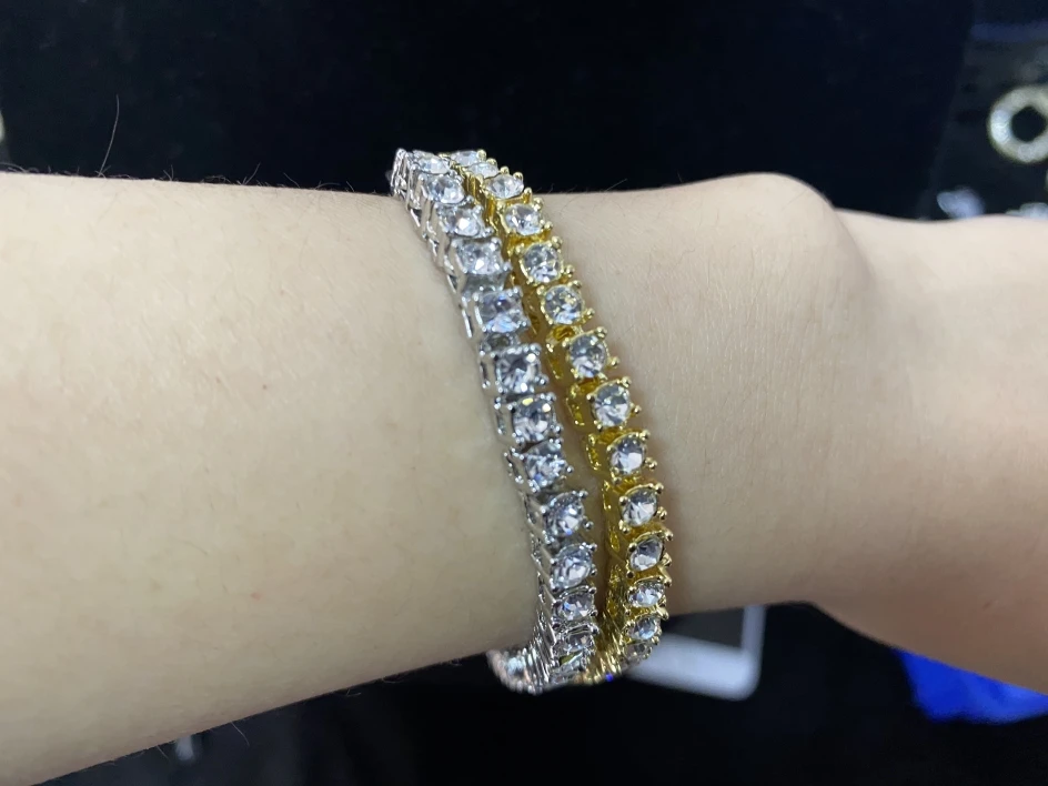 

4MM Iced Out Chain Luxury Cubic Zirconia Tennis Bracelet Women Men Tennis Chain Fashion Hip-Hop Jewelry Bracelets For Women Men