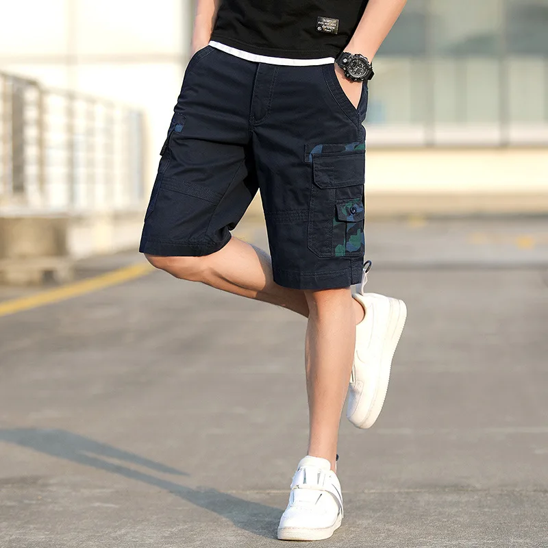 

2021 spring new tooling shorts men's fashion trend Multi Pocket camouflage straight casual Capris