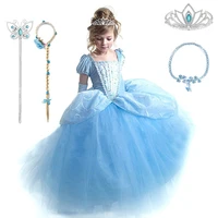 cinderella cosplay costume kids clothes for girls dress baby girl ball gown princess dresses for birthday party crown gloves