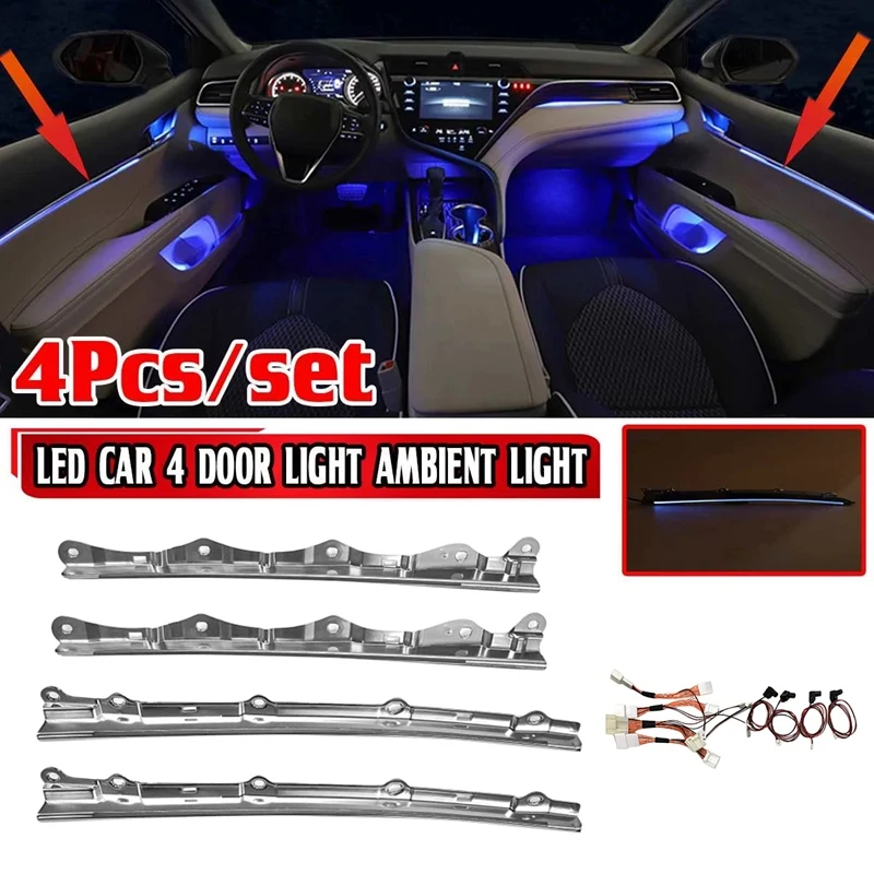 

4X светодиодный автомобиль атмосфера светильник s для Toyota Camry 2019-2021 Авто 4-дверный шкаф для окружающей среды декоративный светильник неоновые...