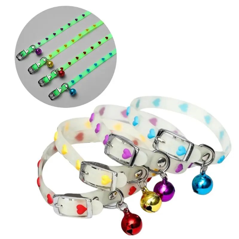 

Pet Glowing Collars with Bells Glow at Night Dogs Cats Light Luminous Necklace 449C