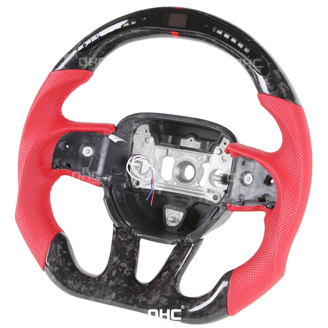 

100% Real Carbon Fiber LED Racing Steering Wheel Compatible for Dodge WE