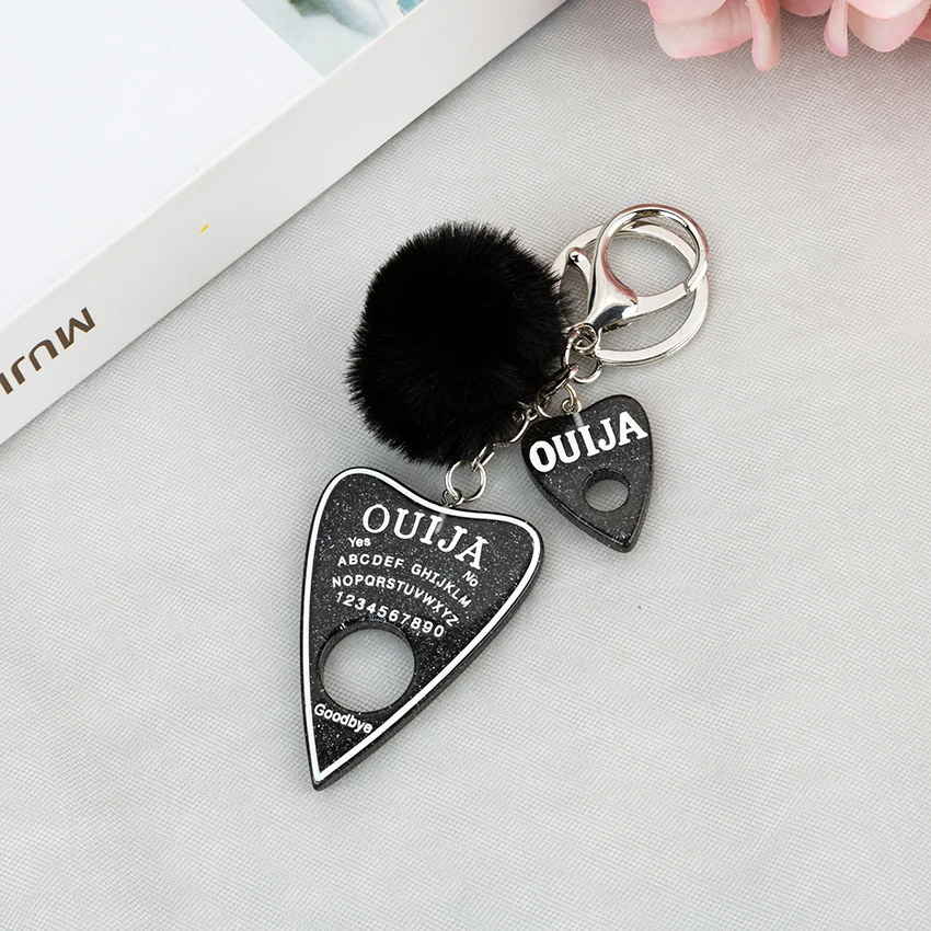 1 шт. женский брелок Ouija Planchette блестящая Смола амулеты сумочка брелок с пухом мяч Ouija доска брелок