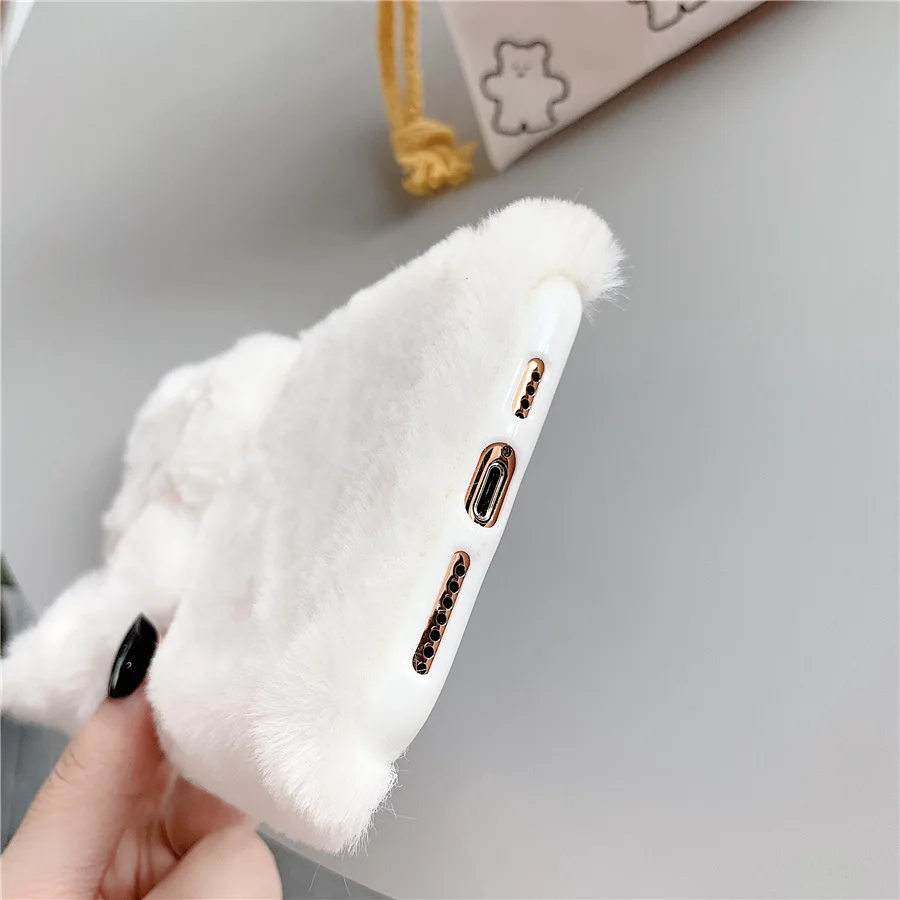 Плюшевый чехол для телефона Kitty в машину Iphone 11 Pro MAX 11Pro зимний мягкий теплый iphone XS XR