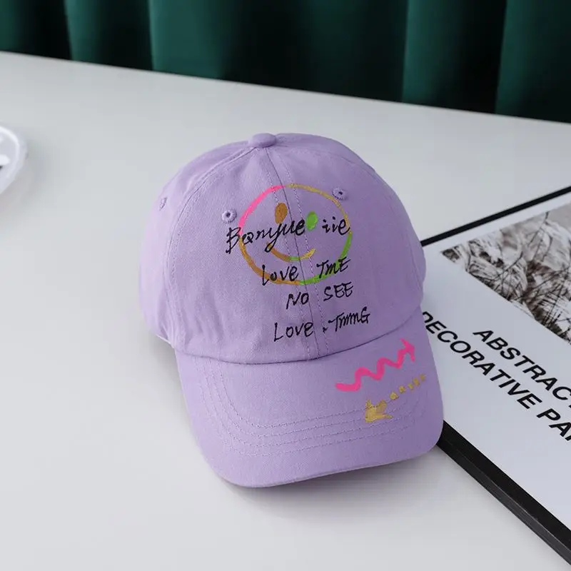 

Spring and Summer New Children's Hats, Baseball Caps, Hand-painted Smiley Cartoon Hats, Boys and Girls Sun Hats, Adjustable Caps