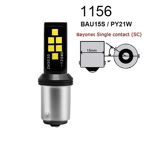 2 шт. P21W T20 Led PY21W W21/5 Вт BA15S BAU15S огни BAY15D 1157 1156 7443 12Led 3030 светодиодные лампы для автомобиля стоп-сигналы поворота фары 12V - Испускаемый цвет: 1156 py21w