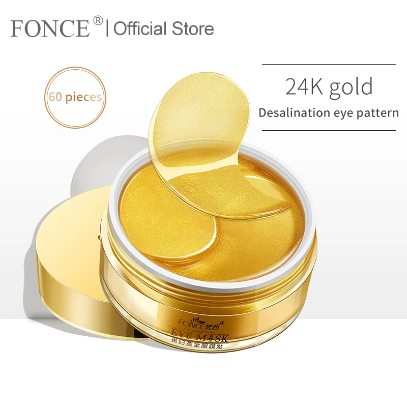 

Гелевые патчи Fonce 24K с золотом и кристаллами коллагена, маска для глаз, Антивозрастная маска для снятия морщин и темных кругов