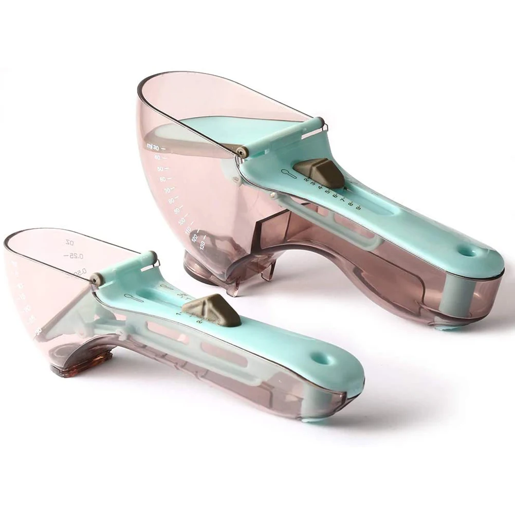 

2PCS Adjustable Measuring Spoons Kitchen Tool Plastic Scale Measuring Spoons Set