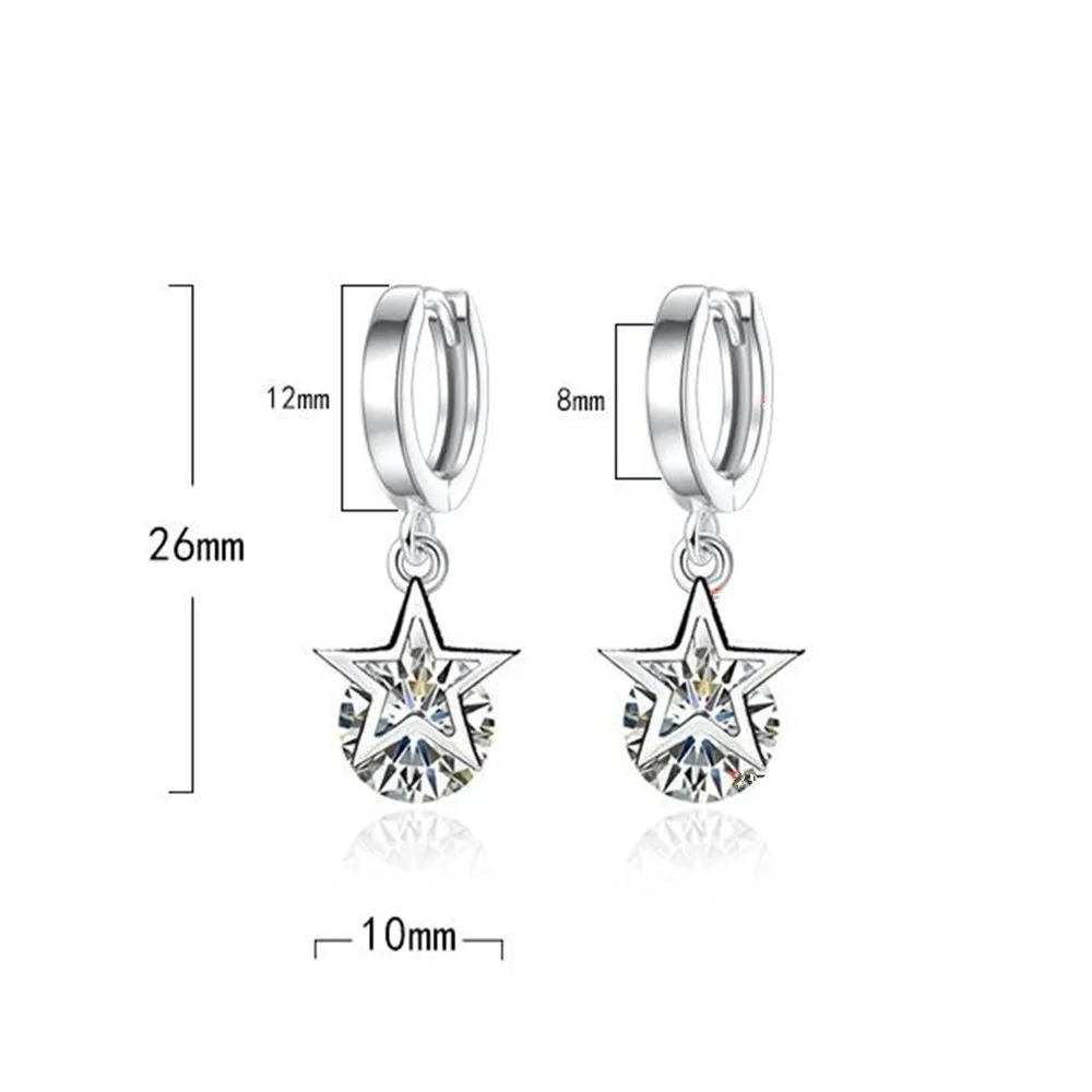 

925 Sterling Silver New Woman Jewelry Fashion Earrings High Quality Semi-precious Stone Retro Pentagram Earring