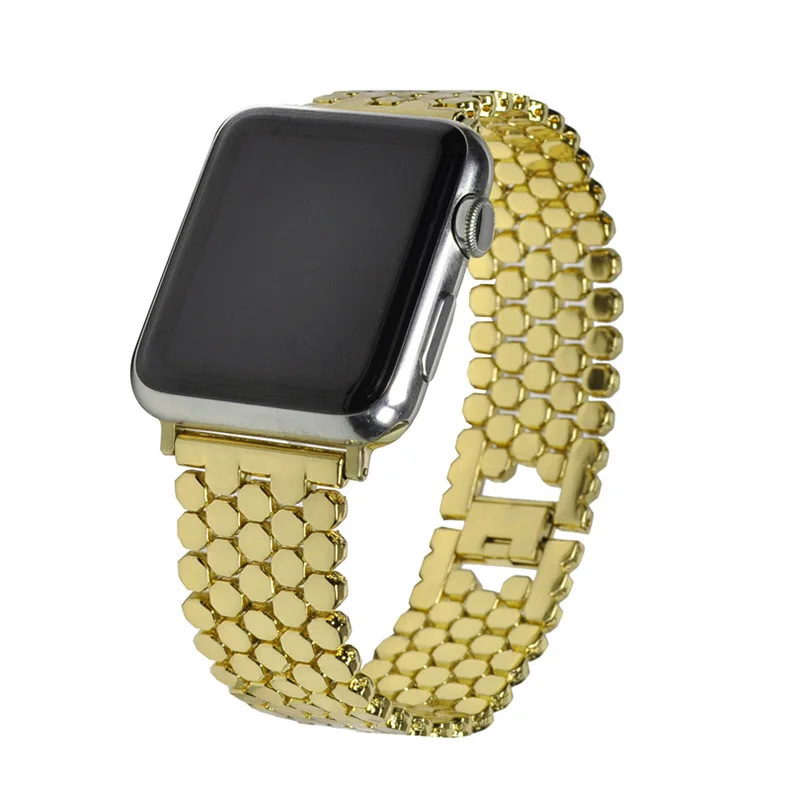 Apple Watch с 38 мм 40 мм 42 мм 44 мм модный Fishscale стиль ремешок из нержавеющей стали для Iwatch 1 2 3 4 ремешок браслет ремешок - Цвет ремешка: gold