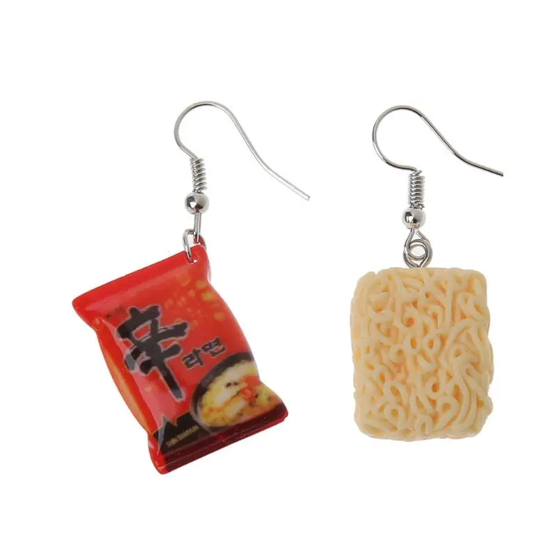 Забавные висячие серьги с лапшей для быстрого приготовления Чили женские модные