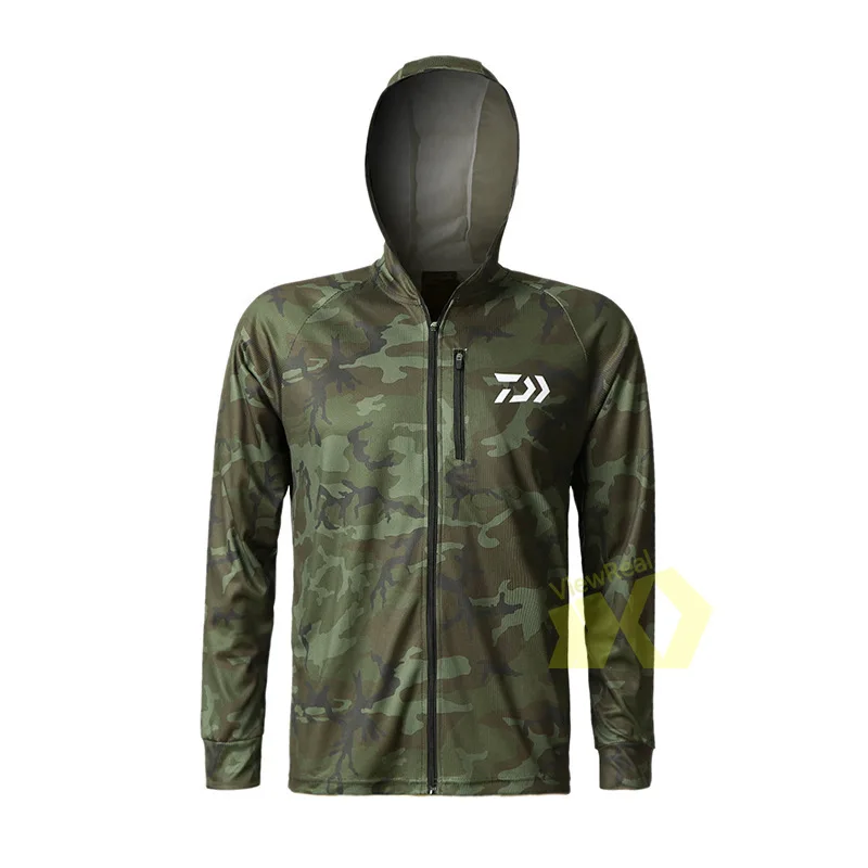 Daiwa Толстовка для рыбалки тонкая дышащая рубашка Мужская камуфляжная с длинным