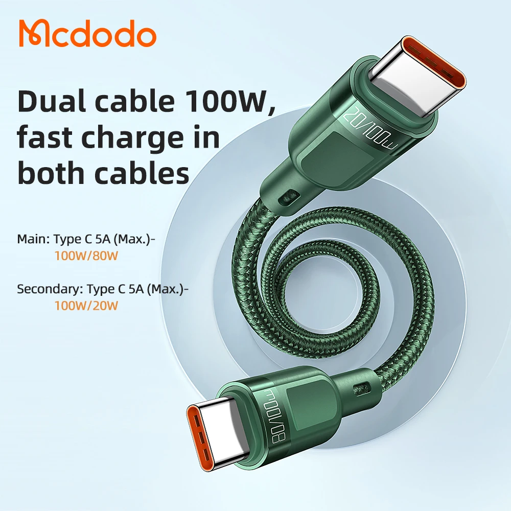 Mcdodo 5A 100W CA-747 USB Type C To Type C&Type C Cable Quick Charge 4.0 Type-C Usb Cable for Xiaomi 10 8 Pro Nintendo Switch Sa