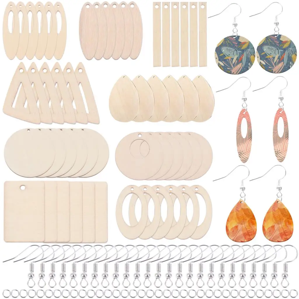 

Natural Wood Earring Blanks - 54Pcs DIY Drop Dangle Earring Making Supplies Kit