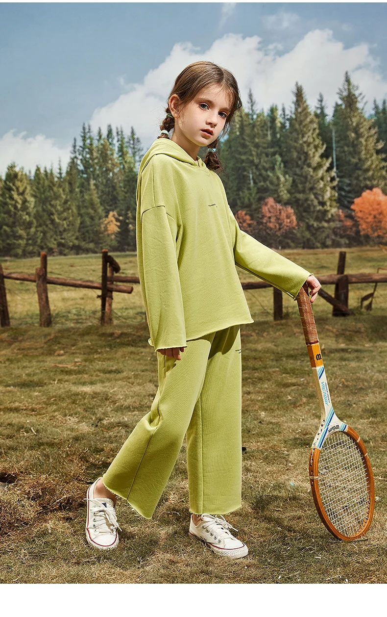 

2 Piece Hoodies Casual Pants Set For 3-14y Girls Long Sleeve Loose Sweatshirt Leisure Trousers Suit Teen Girls Sportsuit Outfits