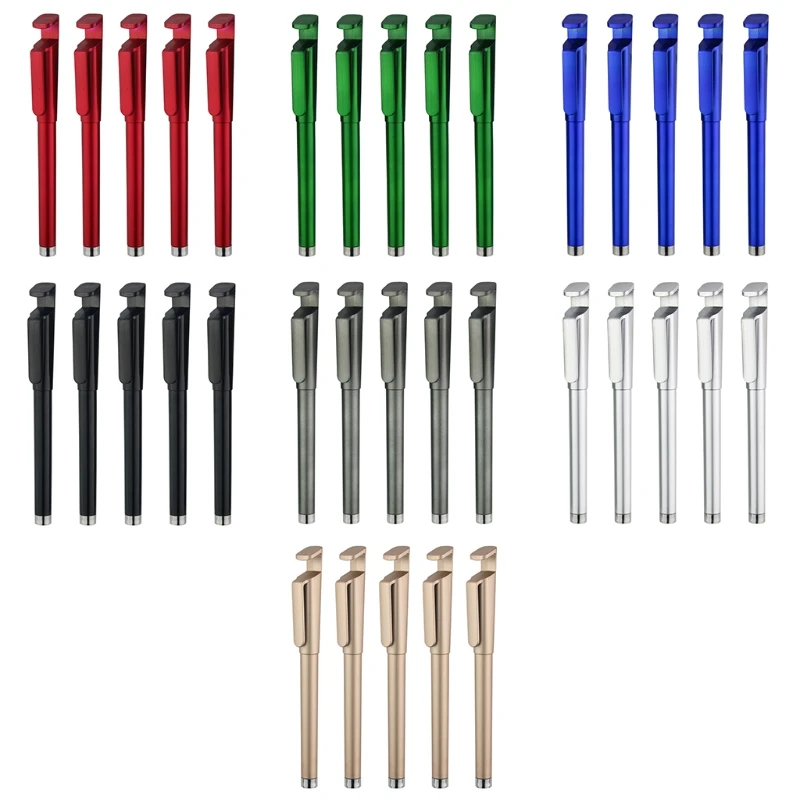 

5 Pcs Refillable Gel Pen with Phone Holder Function Large Ink Volum Quick-Drying