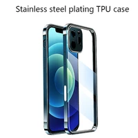 for apple iphone12 mobile phone case plating tpu stainless steel for iphone12pro max mini protective shockproof back cover lens