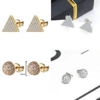 women fashion ball earrings with full crystal gold color no fade allergy free classical style brass material