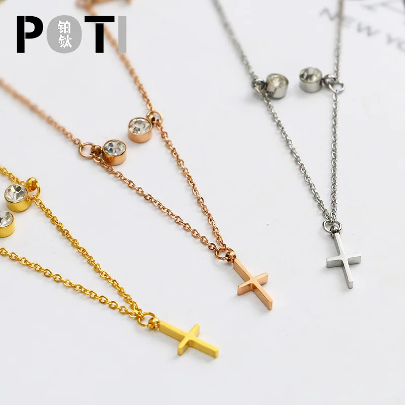 

Женская подвеска из титановой стали CASHOU11, крест, розовое золото