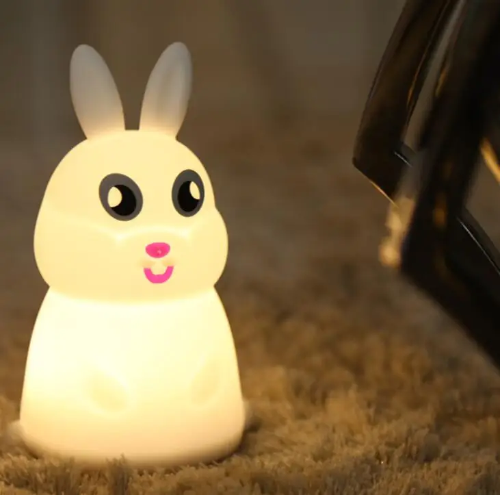 NEWKBO мультфильм милый кролик светодиодный ночник зарядка через usb мигающий свет