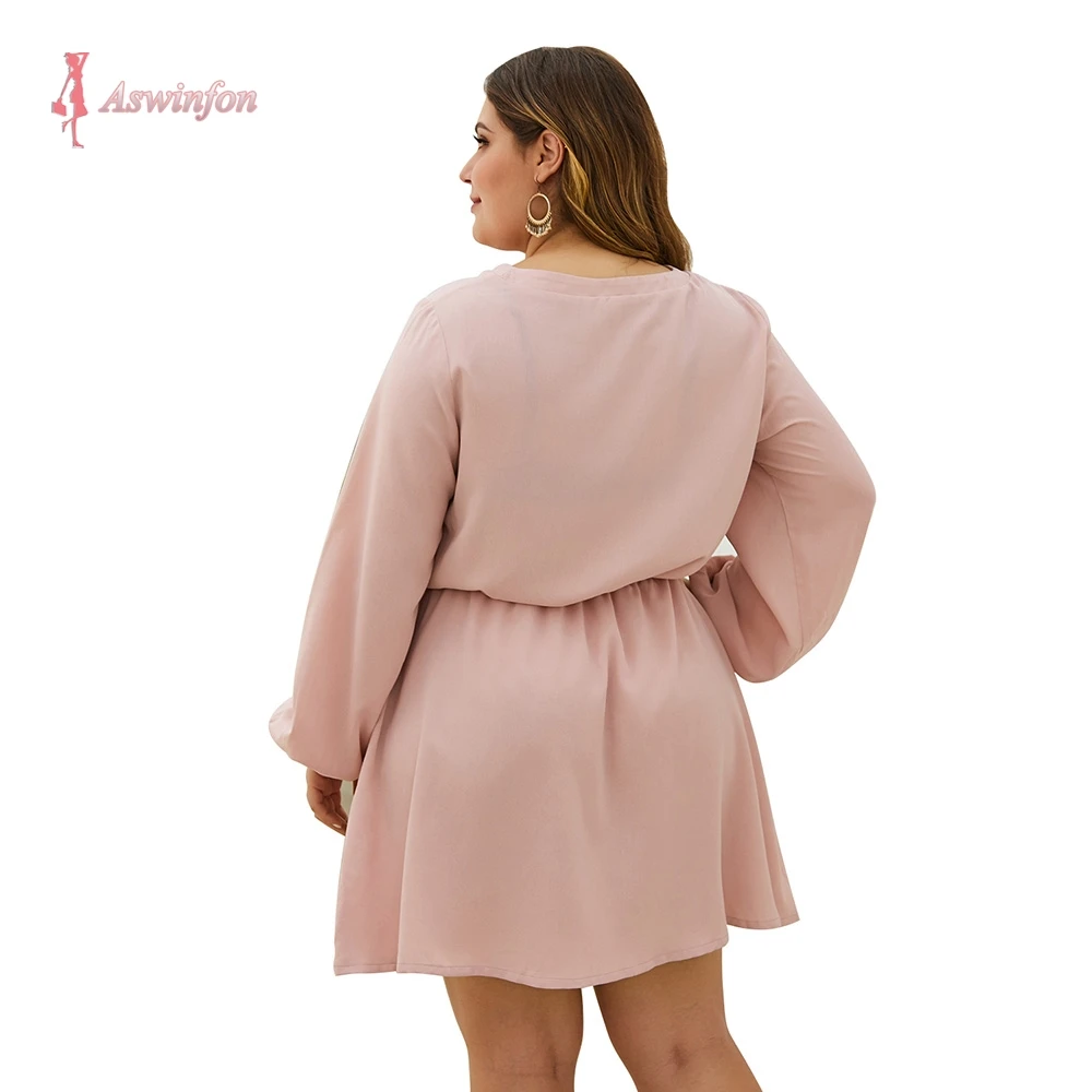 Женское платье миди с длинным рукавом и V образным вырезом|Женские платья| |