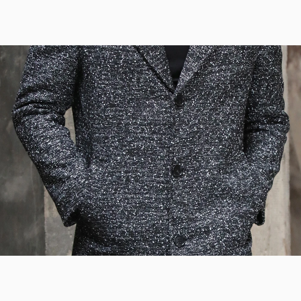 Мужская Длинная шерстяная куртка формальная приталенная из 50% шерсти с