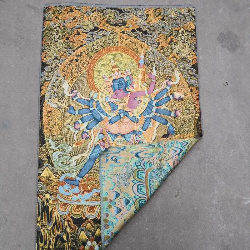 

China old Tibet silk Thangka like hanging painting fengshui Tibetan Multi-headed buddha Buddha statue