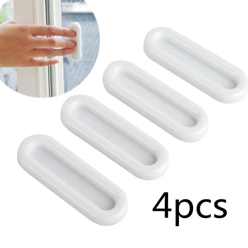 

Door Handle 4pcs Paste Open Sliding Door Handles for interior Doors glass Window Cabinet drawer wardrobe Self-adhesive Handles