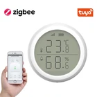 Датчик температуры и влажности Tuya ZigBee для умного дома, сенсорный экран со светодиодный ным дисплеем, работает с домашним помощником и концентратором Tuya Zigbee