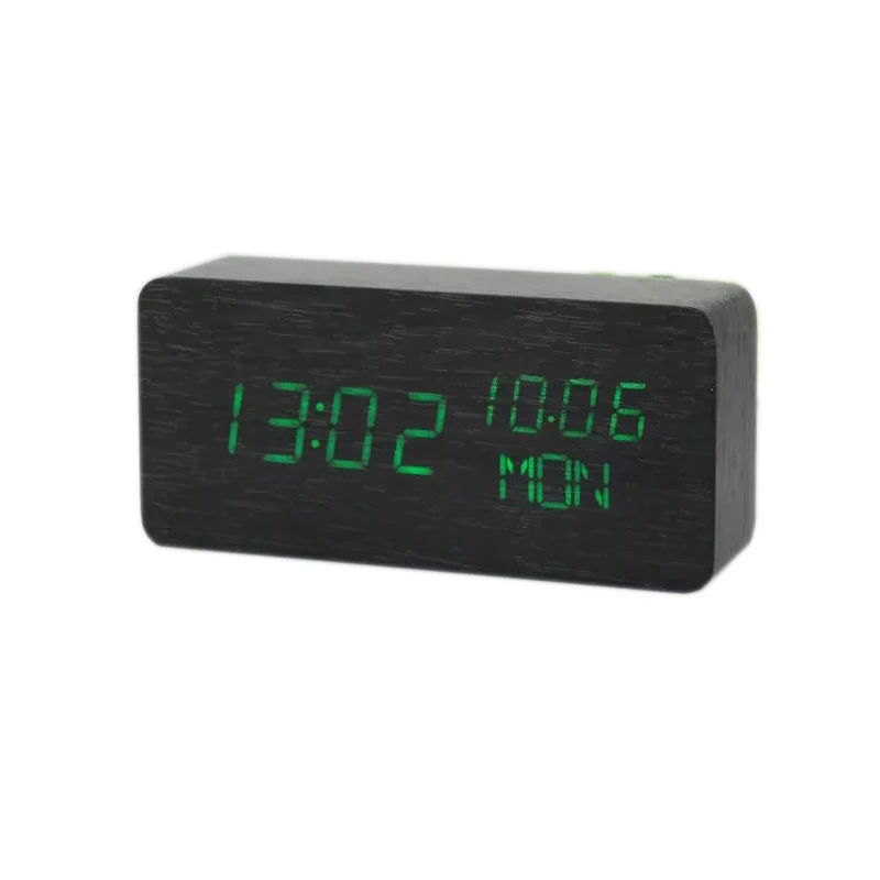 black-board green Деревянные будильники светодиодный дисплей деревянные часы с календарем/секунды/температура/неделя цифровые часы xyzTime - Цвет: black-board green