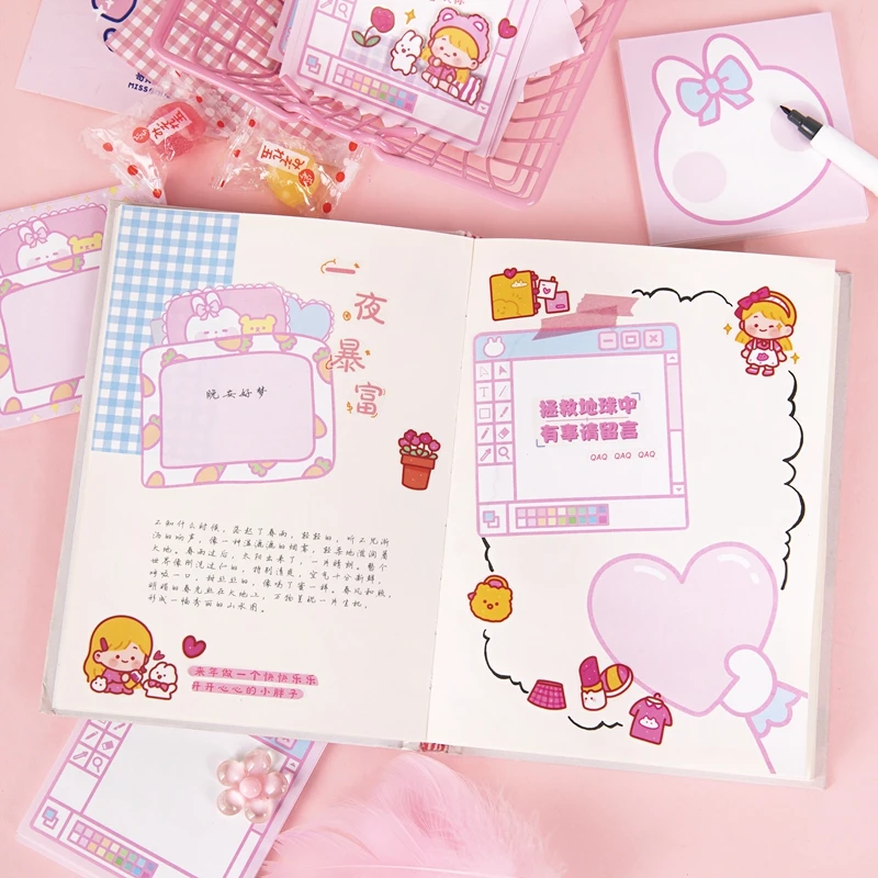 50 листов розовый дневник серии Sweet Rabbit блокнот для заметок DIY клейкий Эсколар