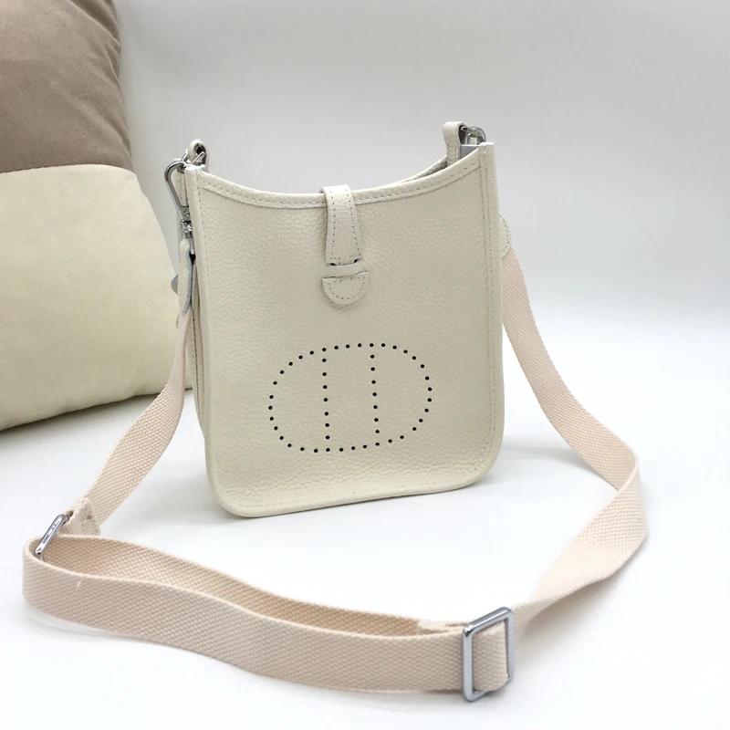 

H Hollow Evelyn Messenger Bag Shoulder Bag Ladies First Layer Cowhide Fashion Simple 18cm Mini Wild Soft High-Quality Sense