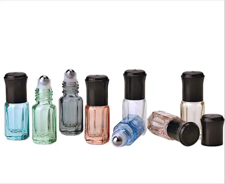 

3ml New Colorful Octagonal Roll On Beads Bottle Essential Oil Bottle 100PCS/LOT