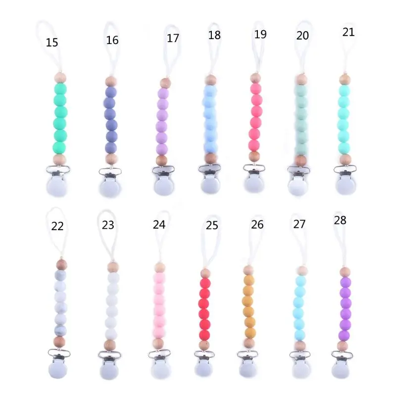 

Silicone Baby Anti-drop Chain Pacifier Clips Infant Nipple Appease Soother Chain Clips Dummy Holder Baby Bite Bead