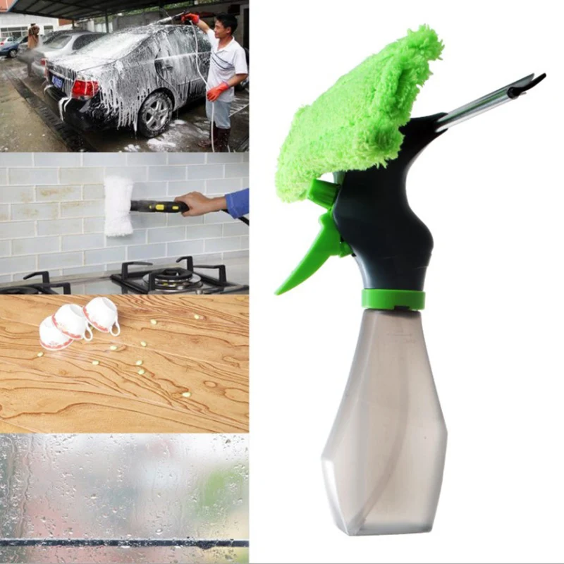 

1set Window Cleaner 3 in 1 Spray Window Cleaning Glass Brush Scraper Silicone
