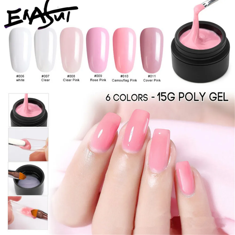 ENASUI Quick Extension Nail Gel Nail Builder Extend Gel Led Lamp 9Pcs/Kit Pink UV LED Gel Poly Polish Building Soak off Gel Kit