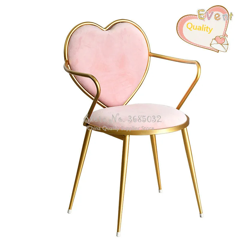 Nordic Творческий Розовый обеденный кресло железно Золотые ноги мягкие фланелевые &