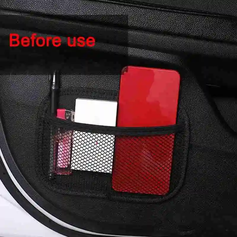 

Black Car Storage Net Bag Stick-up Mesh Net Storage Bag Phone Holder Organizer Pouch Fits For All Car Organizer Stowing Tidying