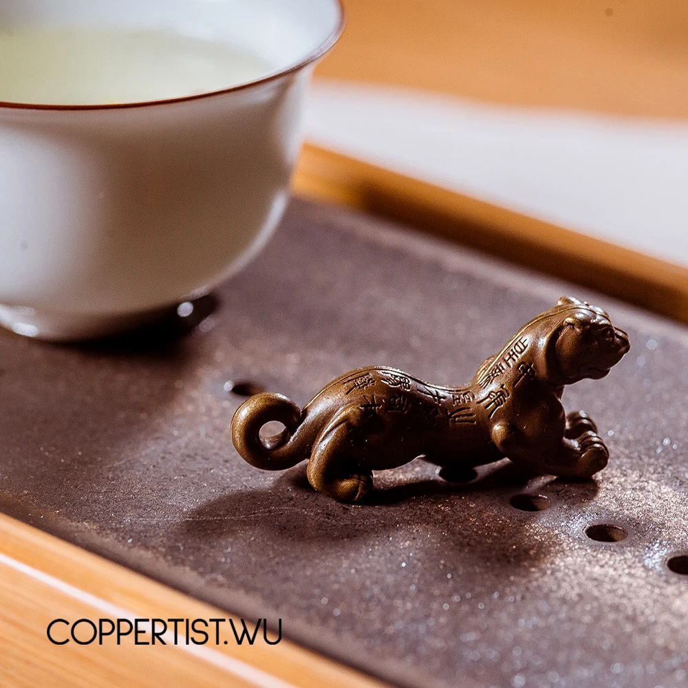 Coppertist. wu tiger symbol power token бронзовый брелок латунный брелок для ключей ручной работы Золотой Модный животный кольцо для ключей с сумочкой кулон