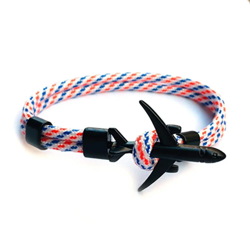 Модный самолет браслет с якорем для мужчин CharRope Chain Para cord браслет мужской женский Air Force стиль обертывание металлические спортивные браслеты