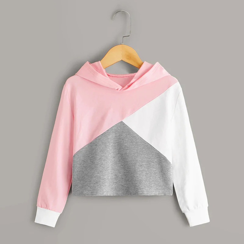 Осенняя толстовка с капюшоном для девочек Мягкое хлопковое пальто Лоскутная