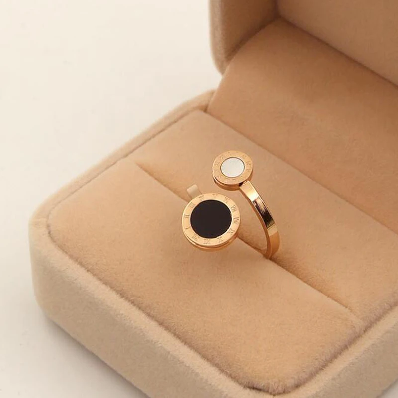 2021 классические римские цифровые черные кольца из титановой стали для женщин