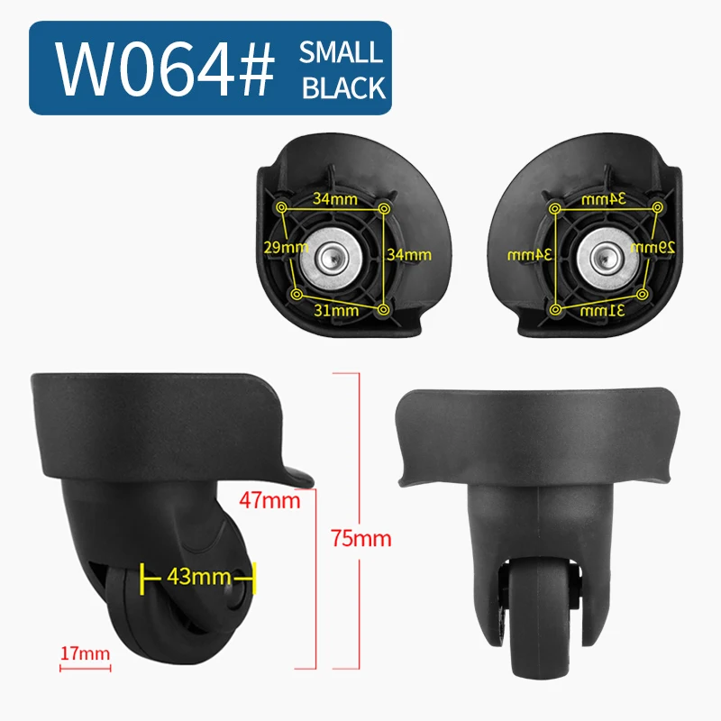 W064 Small Black 14-30 дюймов Чехол для костюма на колесиках, универсальные аксессуары для багажа, чехол для костюма на колесиках, запчасти, высокое качество, чехол на колесиках, ролики - Цвет: W064 Small Black