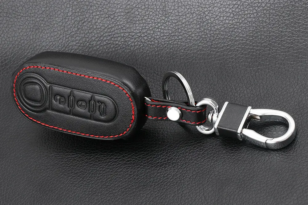 Чехол для Fiat 500 с одним кожаным пультом дистанционного управления|Футляр
