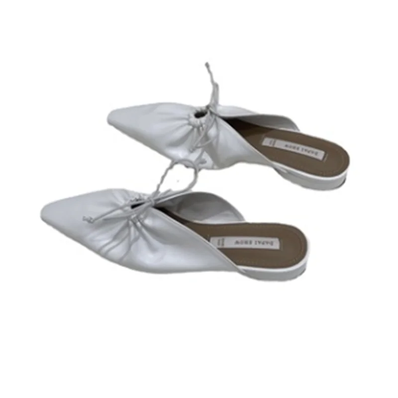 

Bailamos Women Slipper Pointed Toe Loafer Fabric Closed Toe Butterfly-Knot Low Slides Woman Sandals Slides Low Heel Mules