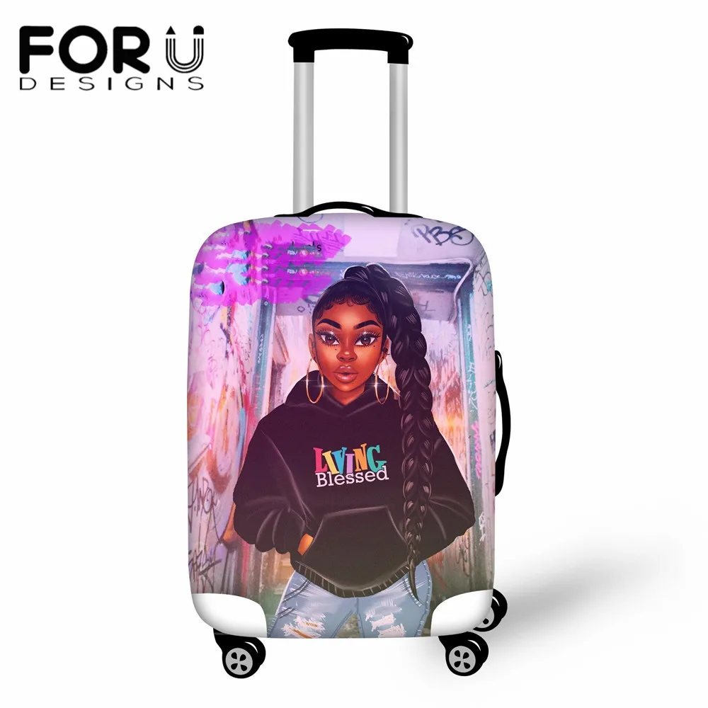 

FORUDESIGNS черные девушки Аро женские чемоданы с узором чехол для костюма защитный чехол для девочек эластичный Чехол для багажа Модный чехол д...