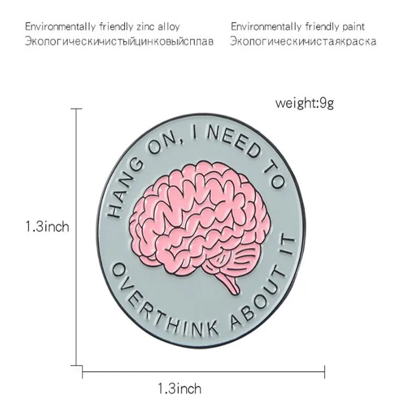 Креативный Металлический Эмалированный значок для мозга декоративный медсестры