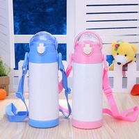 12oz sublimation kids sippy cup stainless steel thermos water bottle coffee mug blank diy portable travel tumbler child gift