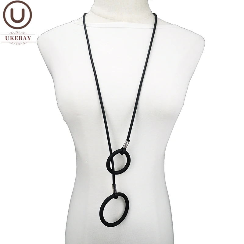 

UKEBAY New Long Necklace Simple Pendant Necklaces Rubber Jewelry Women Bohemia Sweater Chains Original Jewelry Birthday Gifts